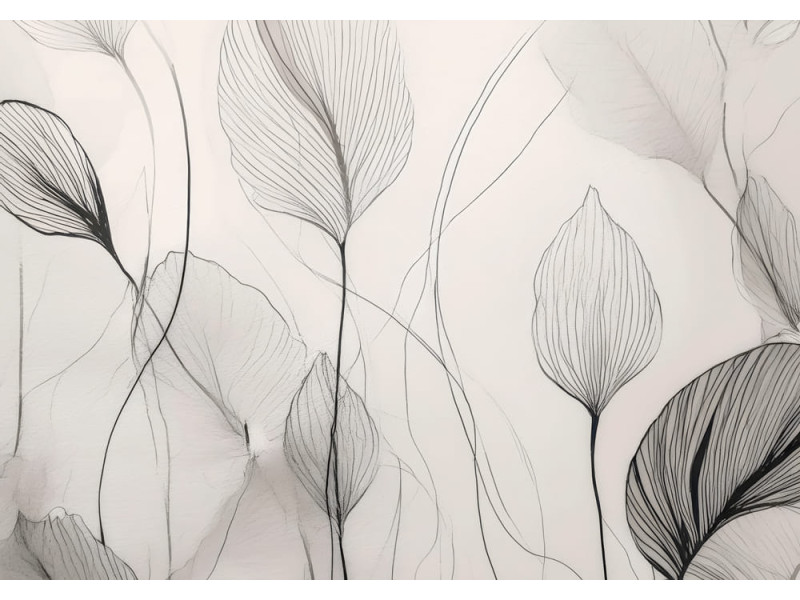 Veil of Whispers Abstract Leaf - AI Art Wall Mural for Contemporary Interiors