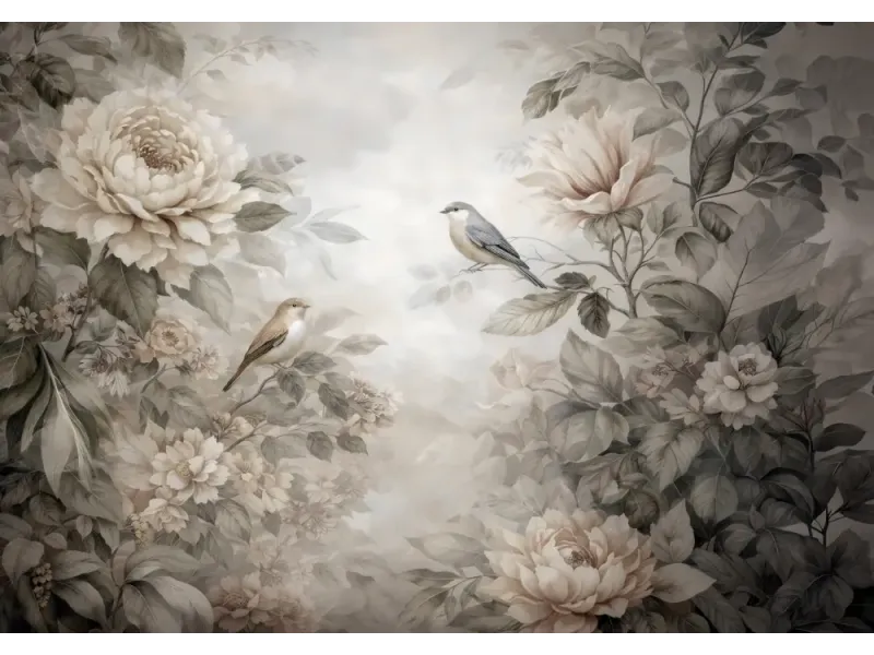 Vintage Birds & Peonies