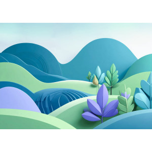 Azure Meadow - AI Art Wall Mural for Contemporary Interiors Azure Meadow - AI Art Wall Mural for Contemporary Interiors | Wall4Soul