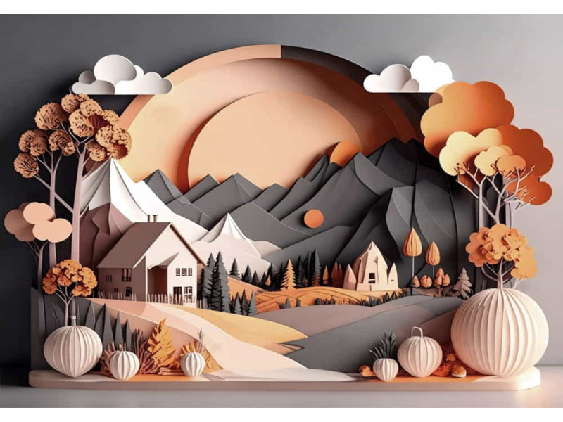 Mountain Retreat - AI Art Wall Mural for Contemporary Interiors