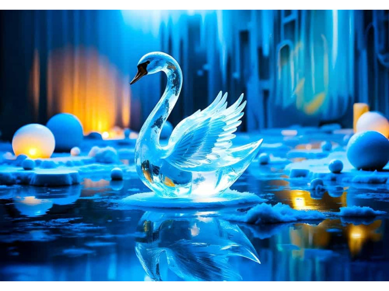 Blue Lagoon Swan - AI Art Wall Mural for Contemporary Interiors Blue Lagoon Swan - AI Art Wall Mural for Contemporary Interiors