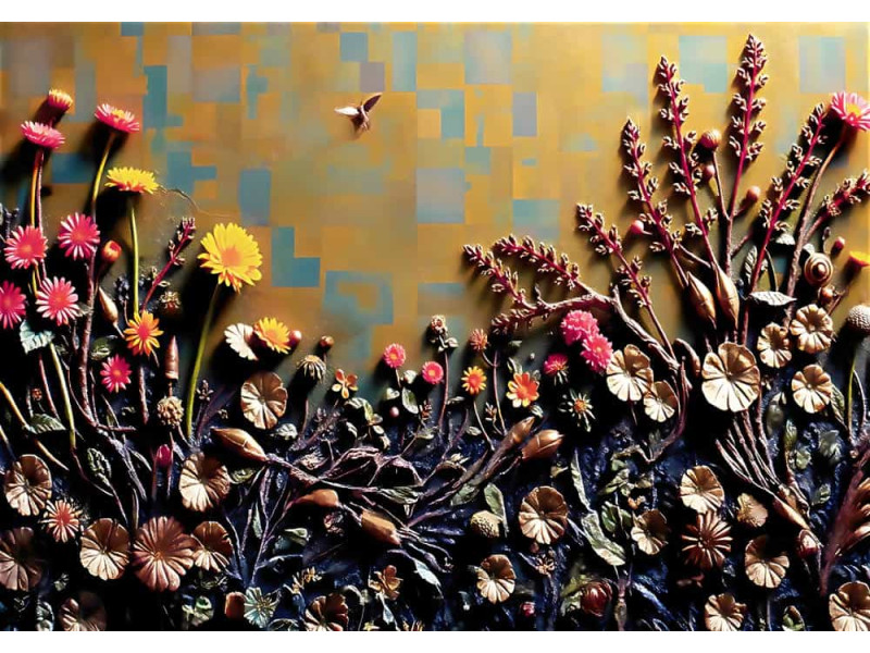 Tapestry of Bloom - AI Art Wall Mural for Contemporary Interiors