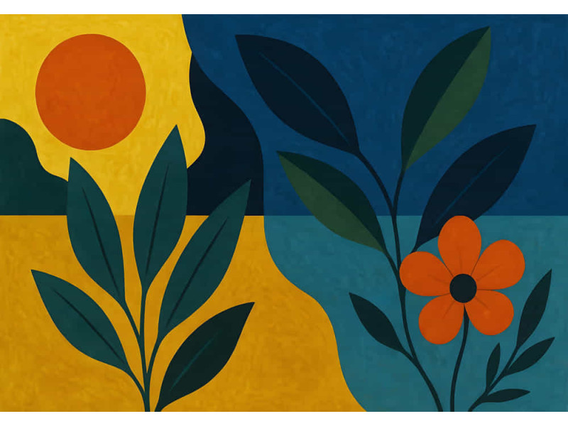Botanical Abstraction - AI Art Wall Mural for Contemporary Interiors