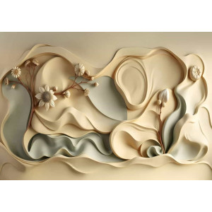 Ivory Blossom Sculpture - AI Art Wall Mural for Contemporary Interiors | Wall4Soul