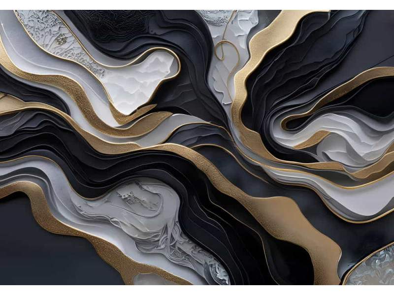 Gilded Waves Ocean Luxury - Opulent AI Wall Mural