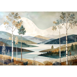 Serene Vista - AI Art Wall Mural for Contemporary Interiors