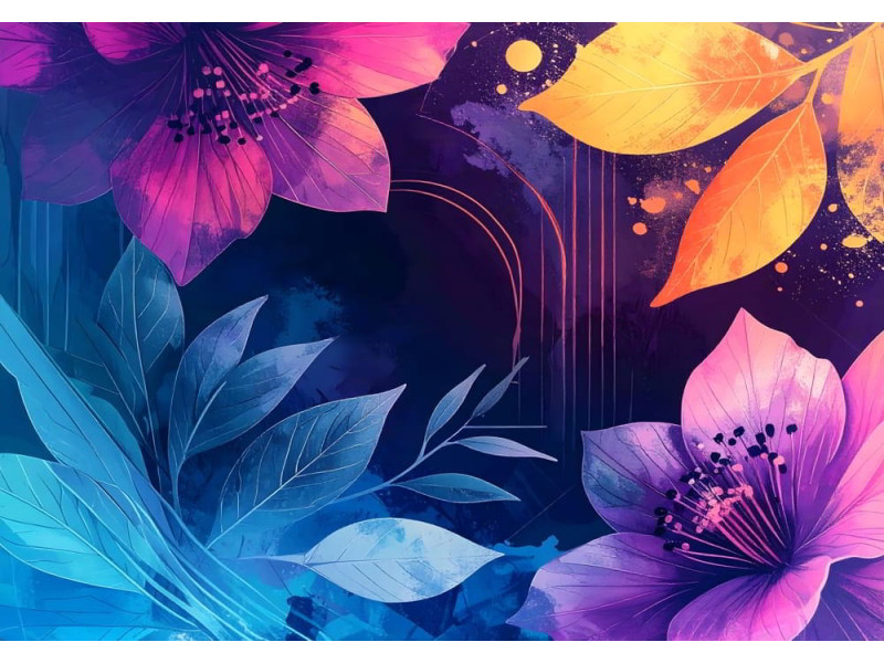 Luminous Bloomscape - AI Art Wall Mural for Contemporary Interiors