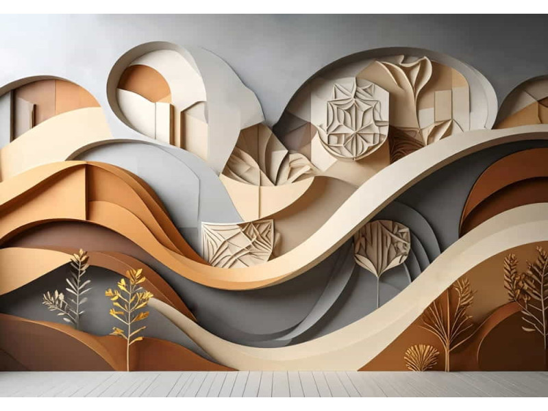 Golden Valley - AI Art Wall Mural for Contemporary Interiors