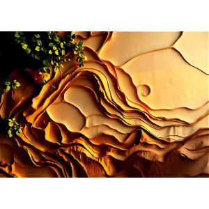 Golden Flow Liquid Metal Effect - Luxurious AI Wall Mural