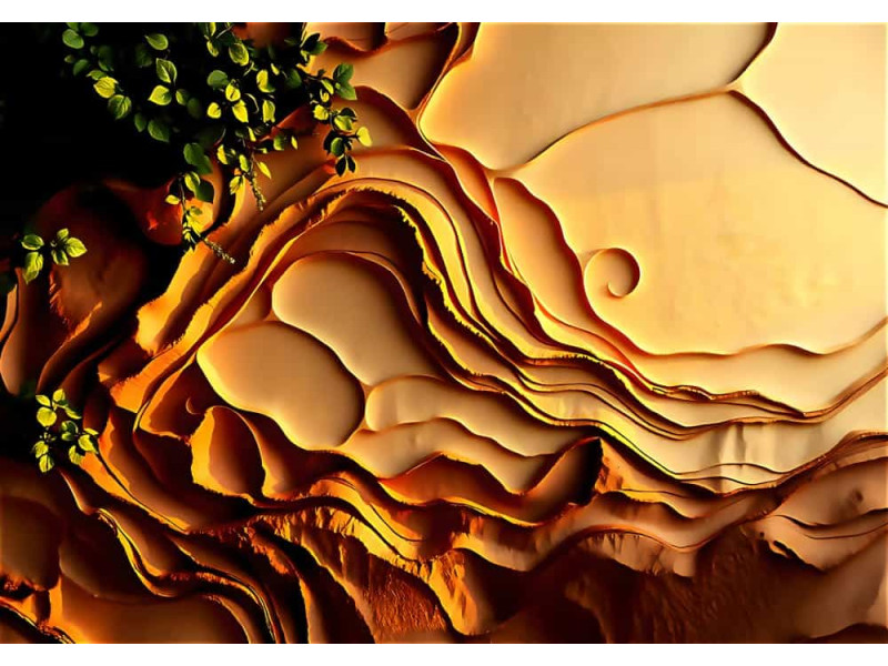 Golden Flow Liquid Metal Effect - Luxurious AI Wall Mural