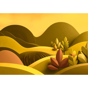 Golden Horizon - AI Art Wall Mural for Contemporary Interiors