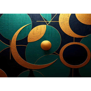 Golden Rain on Emerald Jewel Colors - Luxury AI Wall Mural