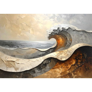 Seascape in Ochre - AI Art Wall Mural for Contemporary Interiors