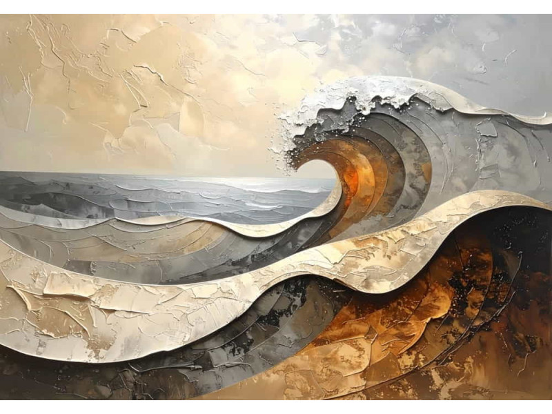 Seascape in Ochre - AI Art Wall Mural for Contemporary Interiors