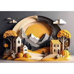 Autumn Village - AI Art Wall Mural for Contemporary Interiors Autumn Village - AI Art Wall Mural for Contemporary Interiors | Wall4Soul