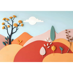 Autumn Paper Hills - AI Art Wall Mural for Contemporary Interiors Autumn Paper Hills - AI Art Wall Mural for Contemporary Interiors | Wall4Soul