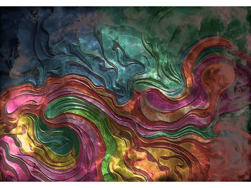 Kaleidoscope Currents Color Flow - Vibrant AI Wall Mural