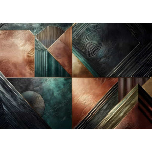 The Copper and Teal Quilt Textured Design - Warm AI Wall Mural