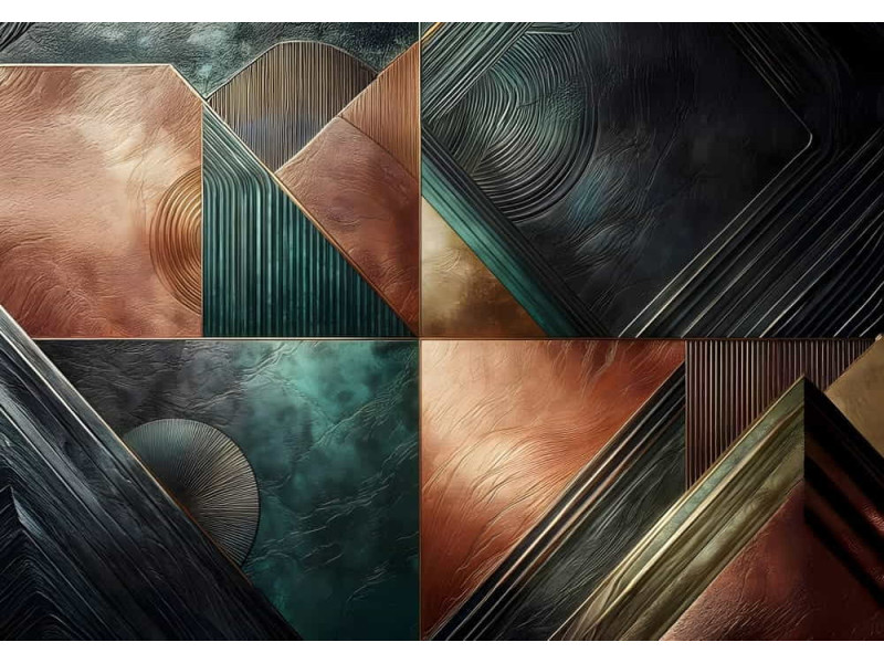 The Copper and Teal Quilt Textured Design - Warm AI Wall Mural