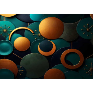 Cosmic Teal and Gold Burst Galaxy - Stellar AI Wall Mural | Wall4Soul