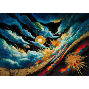 Cosmic Cloudburst Star Rain - Celestial AI Wall Mural | Wall4Soul