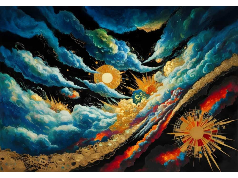 Cosmic Cloudburst Star Rain - Celestial AI Wall Mural