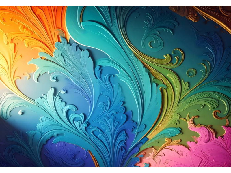 Chromatic Rococo Ornate Design - Baroque AI Wall Mural