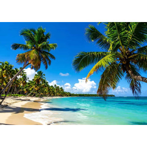 Vibrant Tropical Beach - AI Art Wall Mural for Contemporary Interiors