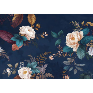 Midnight Botanica - AI Art Wall Mural for Contemporary Interiors