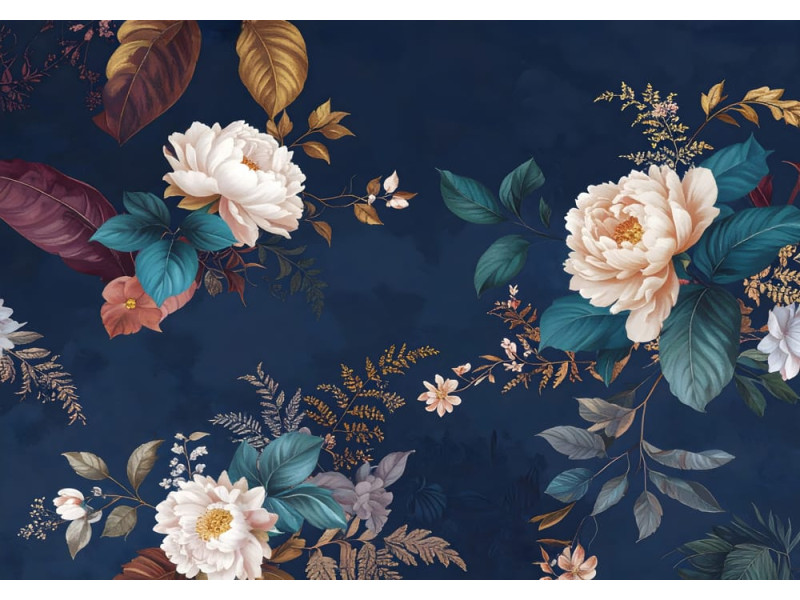 Midnight Botanica - AI Art Wall Mural for Contemporary Interiors