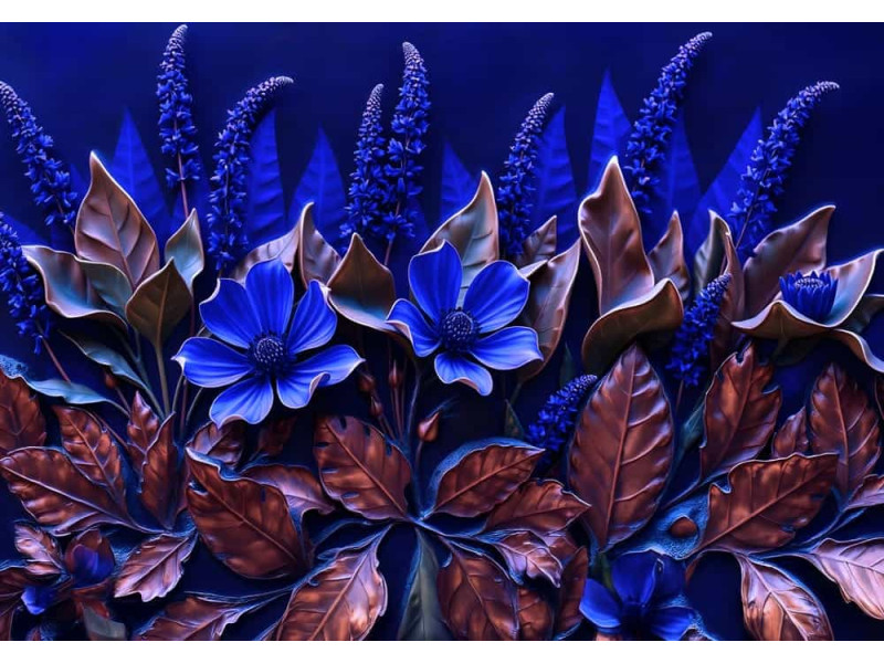 Midnight Garden Rhapsody - AI Art Wall Mural for Contemporary Interiors