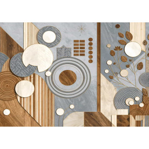 Ochre and Indigo Cosmos - Warm & Cool - AI Art Wall Mural for Contemporary Interiors