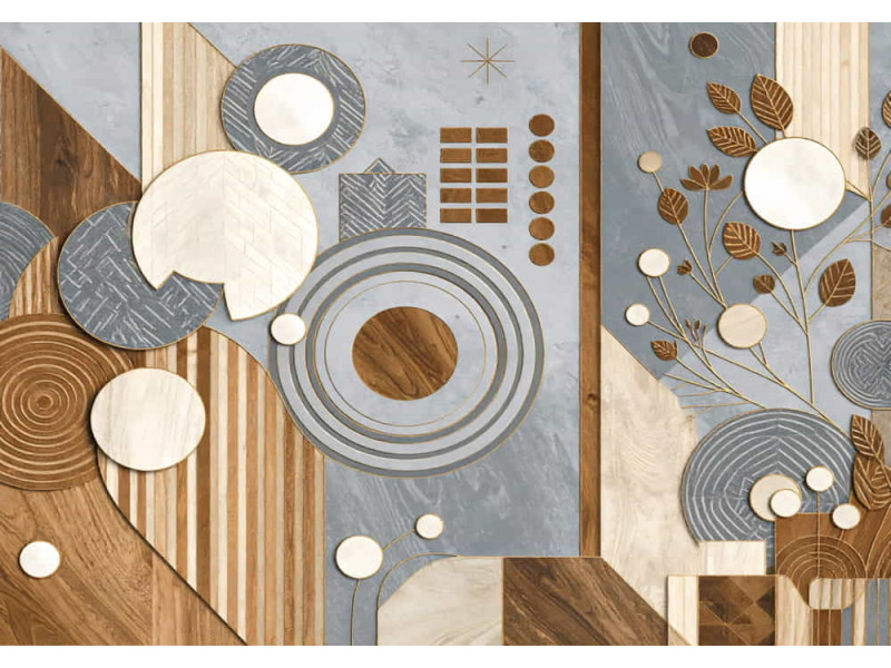 Ochre and Indigo Cosmos - Warm & Cool - AI Art Wall Mural for Contemporary Interiors