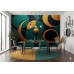 Golden Rain on Emerald Jewel Colors - Luxury AI Wall Mural