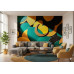 Sunlit Golden Crescent Moon Design - Warm AI Wall Mural