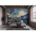 Moonlit Horizons Nightscape - Serene AI Wall Mural Moonlit Horizons Nightscape - Serene AI Wall Mural