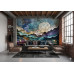 Moonlit Horizons Nightscape - Serene AI Wall Mural Moonlit Horizons Nightscape - Serene AI Wall Mural