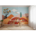 Autumn Paper Hills - AI Art Wall Mural for Contemporary Interiors