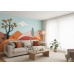 Autumn Paper Hills - AI Art Wall Mural for Contemporary Interiors