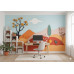 Autumn Paper Hills - AI Art Wall Mural for Contemporary Interiors