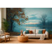 Misty Teal Lake - AI Art Wall Mural for Contemporary Interiors