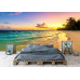 Pastel Sunset Beach Waves - AI Art Wall Mural for Contemporary Interiors
