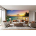 Pastel Sunset Beach Waves - AI Art Wall Mural for Contemporary Interiors