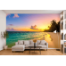 Pastel Sunset Beach Waves - AI Art Wall Mural for Contemporary Interiors
