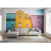 Upward Glance at Color Blocks - AI Art Wall Mural for Contemporary Interiors