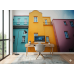 Upward Glance at Color Blocks - AI Art Wall Mural for Contemporary Interiors