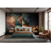 The Copper and Teal Quilt Textured Design - Warm AI Wall Mural