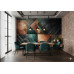 The Copper and Teal Quilt Textured Design - Warm AI Wall Mural