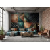 The Copper and Teal Quilt Textured Design - Warm AI Wall Mural