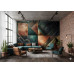 The Copper and Teal Quilt Textured Design - Warm AI Wall Mural